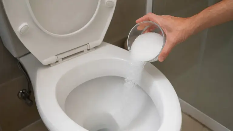 Cristaux de soude dans des WC avec fosse septique