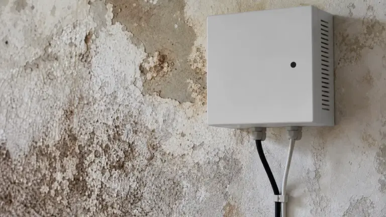 Boîtier d'inverseur de polarité électromagnétique près d'un mur humide