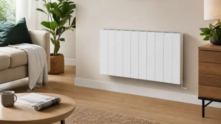 Radiateur à inertie sèche ou fluide dans un salon moderne